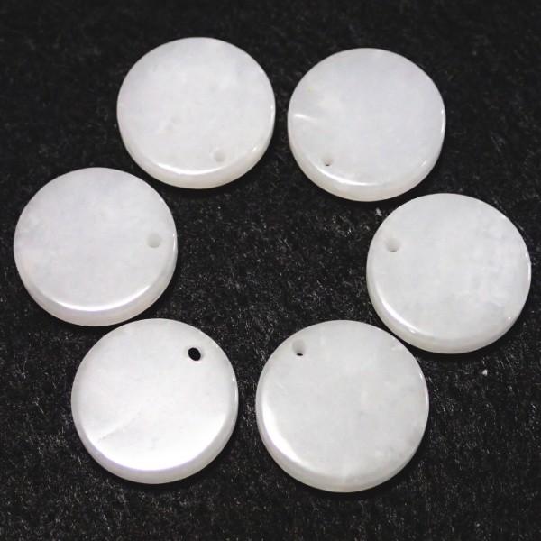 7575-《天然石ディスク》　ホワイトジェイド　約１３mm　６個/１パック | 