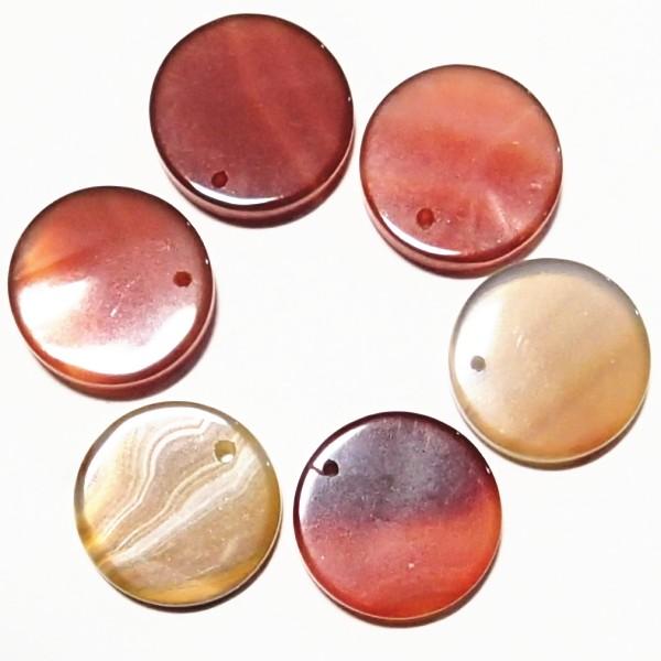 7576-《天然石ディスク》　カーネリアン　約１３mm　６個/１パック | 