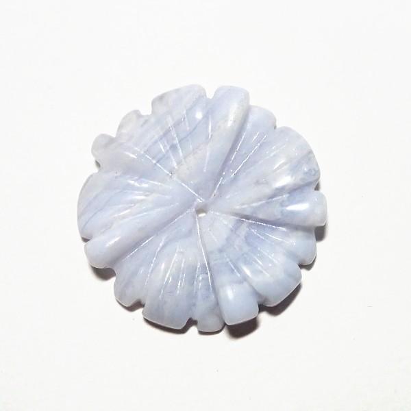 7579-《天然石　フラワー》　ブルーレースアゲート　２０mm　１個 | 