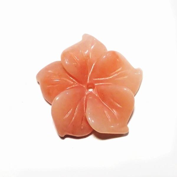 7591-《天然石　フラワー》　ピーチクォーツ　１８mm　１個 | 