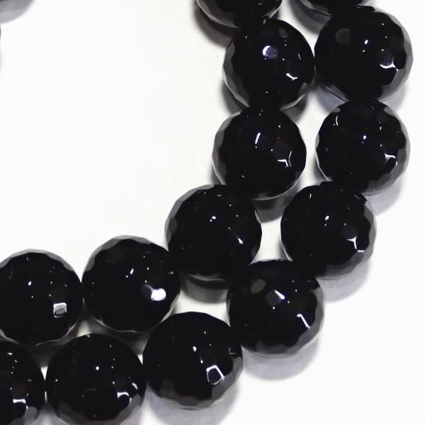 7598-《天然石カット丸玉１連》　オニキス　１０mm　１本/約３８cm |  | 01