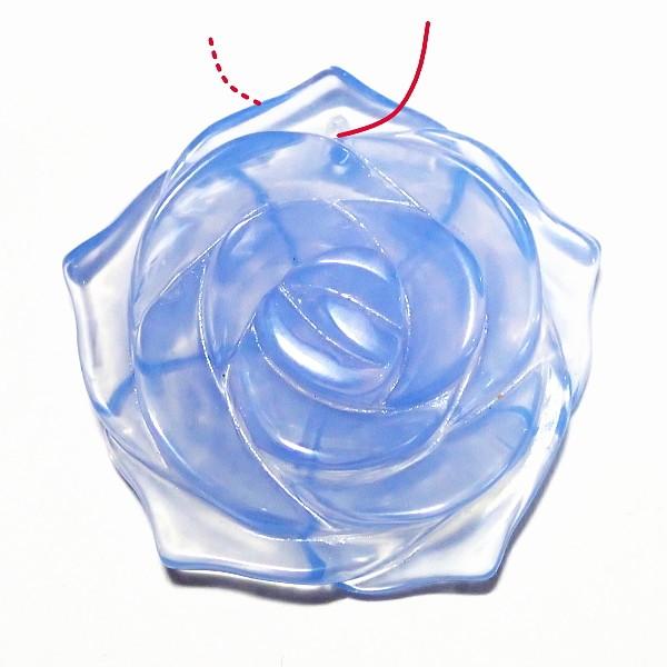 7702-《天然石　フラワー》　薔薇ペンダント　ブルークォーツ（人造）　３０mm　１個 | 