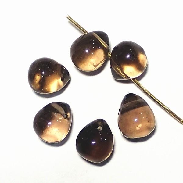 7719-《天然石太っちょドロップ》　スモーキークォーツ　８x１０mm　６個/１パック | 