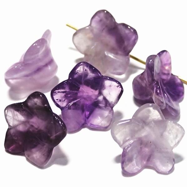 7730-《天然石　立体花》　アメジスト　１６mm　６個/１パック | 