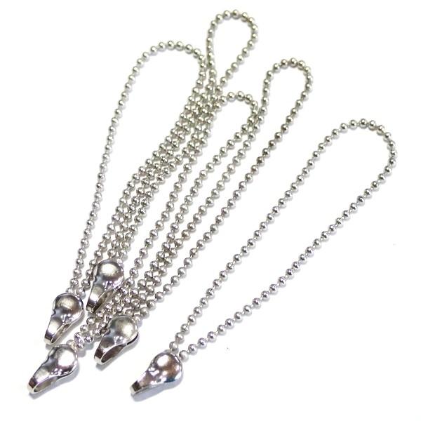 7809-《ストラップ/根付》　ボールチェーン　丸カン無し　銀色　５０mm前後　５本/１セット | 
