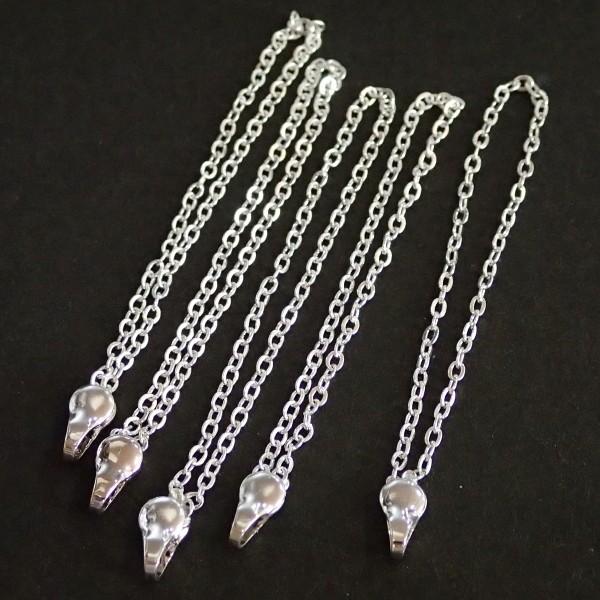 7813-《ストラップ/根付》　チェーン　丸カン無し　白銀色　５０mm前後　５本/１セット | 