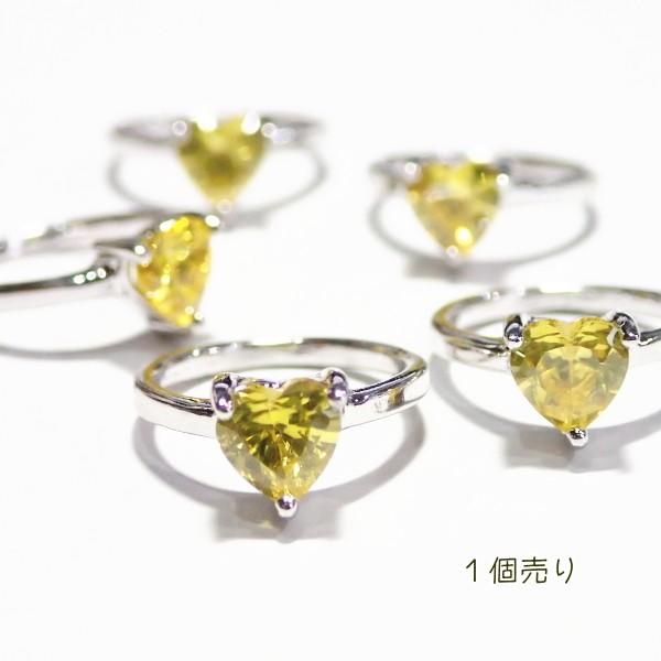 7821-ジルコニア　ドールリング（大）　イエロー　ハート　外径１３mm　１個 | 