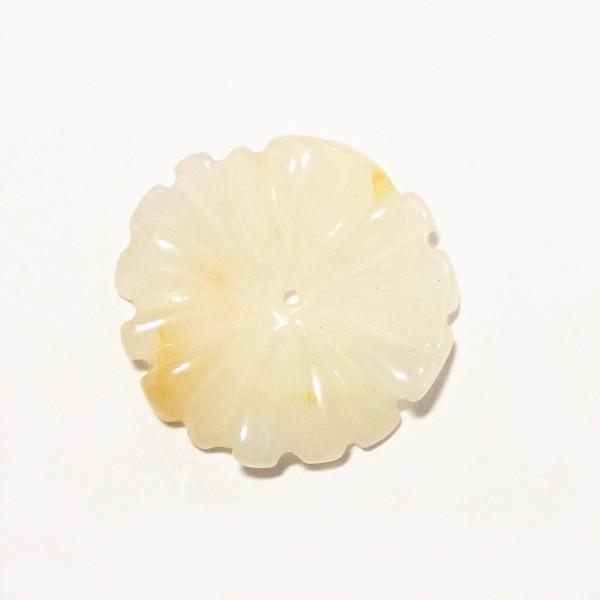 7874-《天然石　フラワー》　イエロージェイド　２０mm　１個 | 