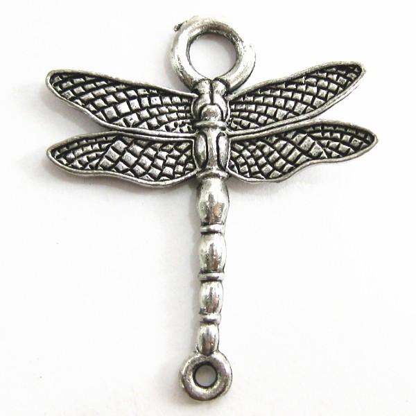 7893-【ＮＹピューター】　トンボ　コネクター　銀古美　２９ｘ２５mm　５個/１セット | 