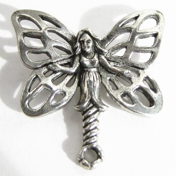 7894-【ＮＹピューター】　妖精　コネクター　銀古美　２５ｘ２４mm　５個/１セット | 