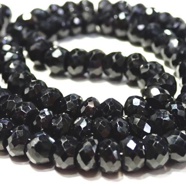 7923-《天然石　1連売り》　ブラックスピネル　ボタンカット　６x４mm　１本約４０cm |  | 01