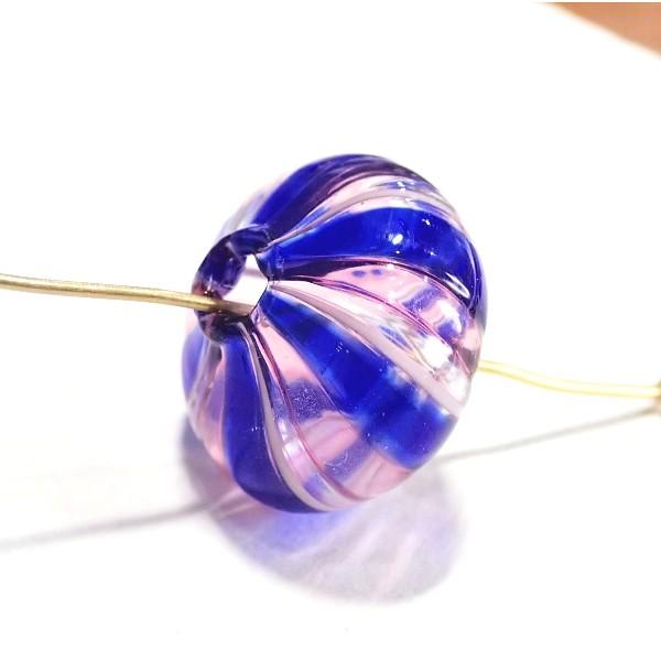 8017-『ベネチアンガラス』　宙吹ビーズ　ブルーパープル　平均１５ｘ２１ｍｍ　１個 |  | 01