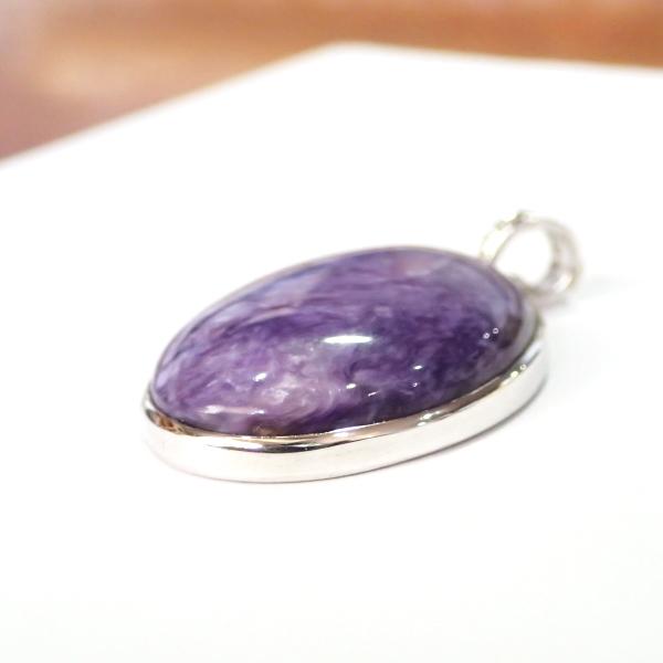 8044-《天然石ペンダント》　チャロアイト　シルバーペンダントトップ　２６ｘ１９mm（７．５ｇ）　１個 |  | 02