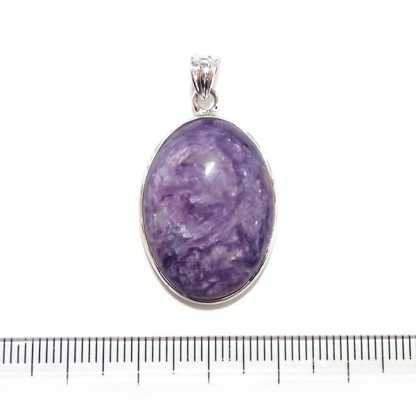 8044-《天然石ペンダント》　チャロアイト　シルバーペンダントトップ　２６ｘ１９mm（７．５ｇ）　１個 |  | 03