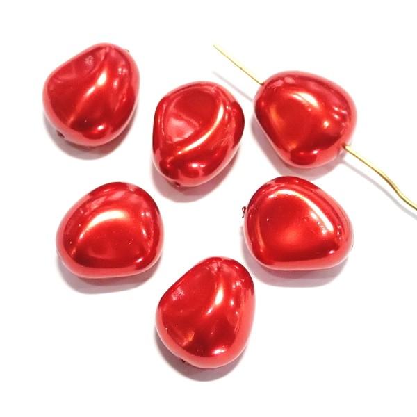 8247-《チェコグラスパール》　ナゲット　タンジェリン　１５x１３mm　６個/１パック | 