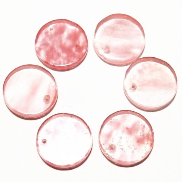 8269-《天然石ディスク》　ストロベリークォーツ　約１３mm　６個/１パック | 
