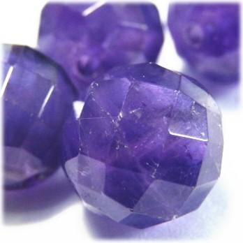 8305-天然石ビーズ 12mmカット丸玉 アメジスト 4粒 | 