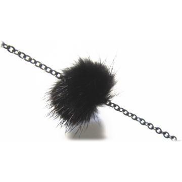 8328-『ファー』　ミンクボール　ブラック　Wカン付き　標準３５mm　１個 |  | 01