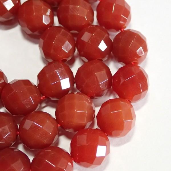 8338-《天然石カット丸玉１連》　レッドアゲート　１０mm　１本/約３８cm |  | 01