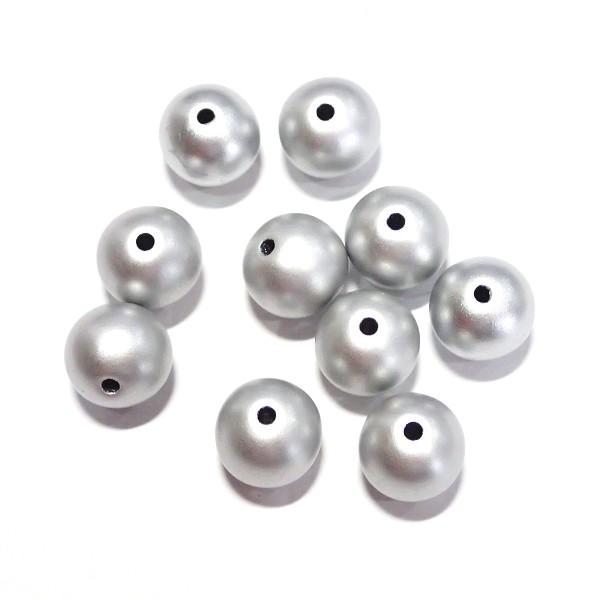 8355-『アクリル』　樹脂ビーズ　シルバー　丸玉　１２mm　１０個/１パック | 