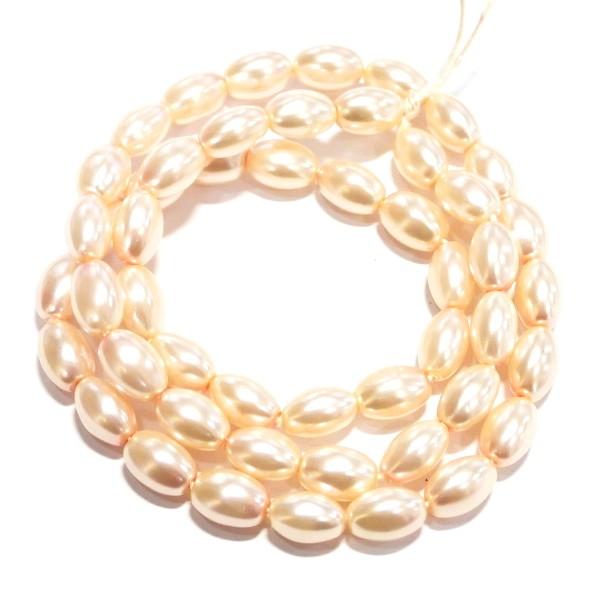 8593-《チェコグラスパール》　楕円　ソフトピンク　９x６mm　約４０cm/１本 | 