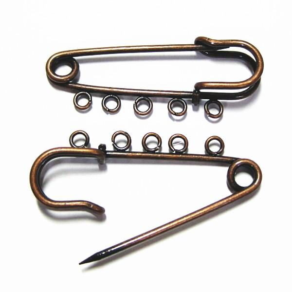 8715-【基本パーツ】　キルトピン　５穴　銅古美　５２mm　２個/１セット | 