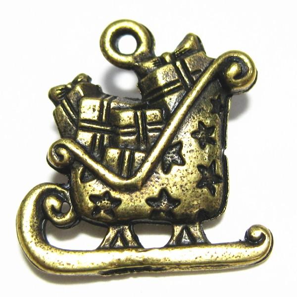 8724-【ＮＹピューター】　そり　チャーム　真鍮古美　１７mm　５個/１セット | 