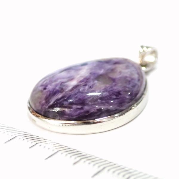 8744-《天然石ペンダント》　チャロアイト　シルバーペンダントトップ　３０ｘ２２mm（９．５ｇ）　１個 |  | 02