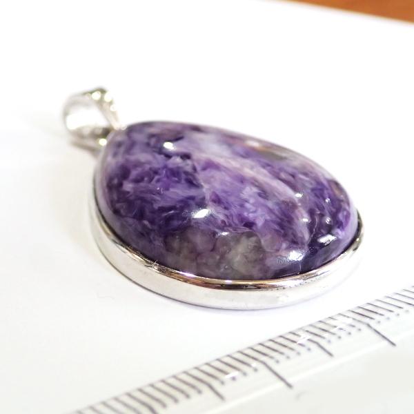 8744-《天然石ペンダント》　チャロアイト　シルバーペンダントトップ　３０ｘ２２mm（９．５ｇ）　１個 |  | 04