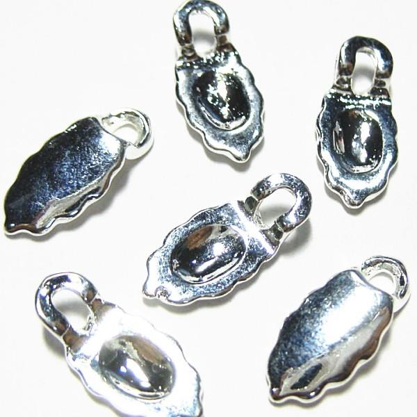 8804-《メタルチャーム・パーツ》　葉っぱのパーツ　白銀色　１４ｘ６mm　５個/１セット | 