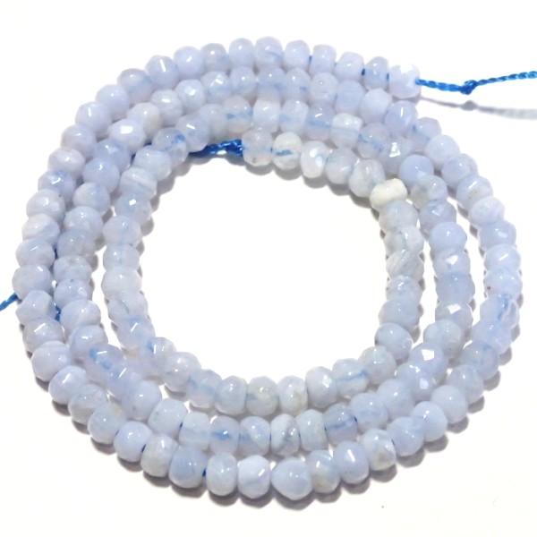 8846-《天然石　1連売り》　ブルーレースアゲート　ロンデルカット　平均４x３mm　1本約４０cm | 