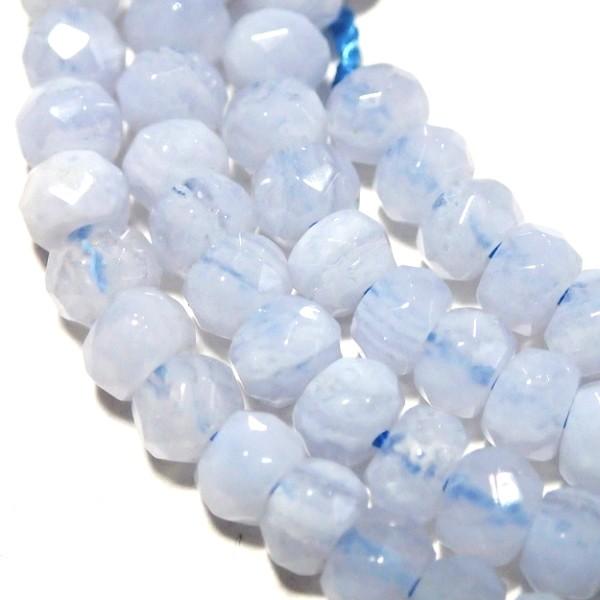 8846-《天然石　1連売り》　ブルーレースアゲート　ロンデルカット　平均４x３mm　1本約４０cm |  | 01