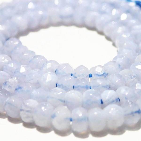 8846-《天然石　1連売り》　ブルーレースアゲート　ロンデルカット　平均４x３mm　1本約４０cm |  | 02