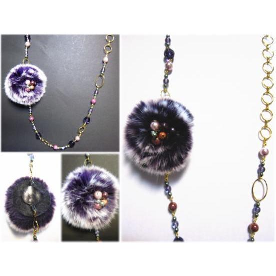 8917-『ファー』　ラビットファーフラワー　グレー　Wカン付き　標準７０mm　１個 |  | 01