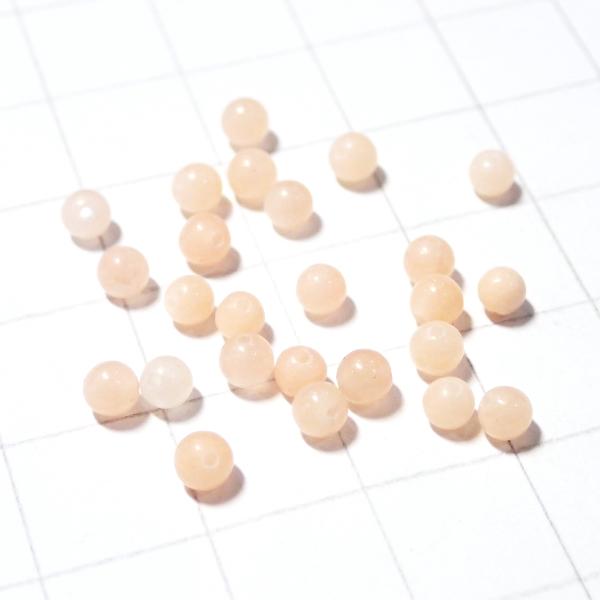 8979-天然石 3mm丸玉 ピーチクォーツ 25粒 | 
