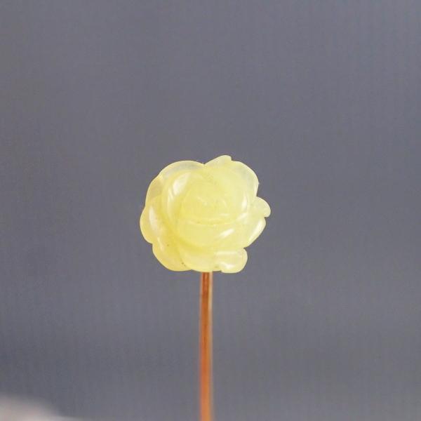 9075-《天然石　フラワー》　薔薇　レモンクォーツ※片ホール※　８mm　１個 | 