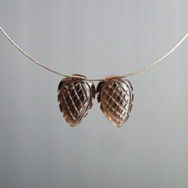 9112-《天然石トップホール》　スモーキークォーツ（特殊カービング）12.0ｘ8.7◆12.0ｘ8.6（1.3ｇ）２個/１セット |  | 03