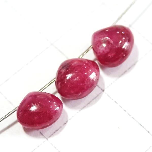 9157-《天然石Special》　ルビー　マロンドロップ　計０．８ｇ　３個/１パック | 