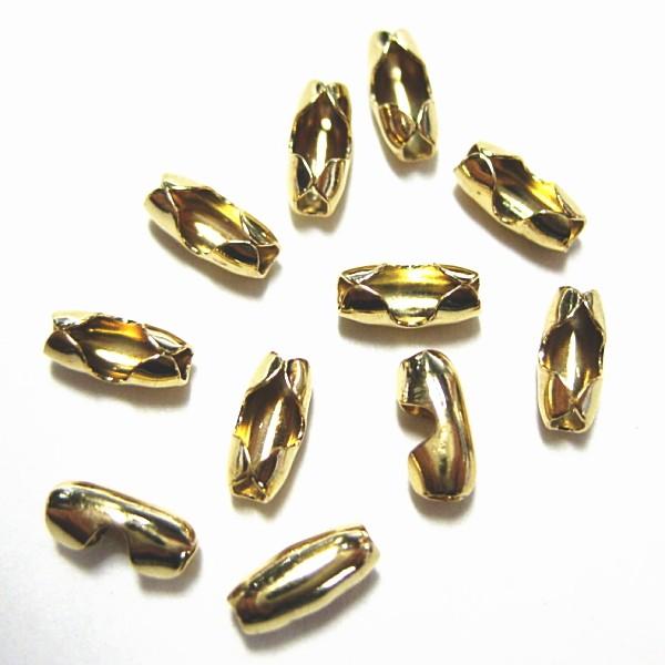 9158-【基本パーツ】　ボールチェーンコネクター　金色　１．２mm用　１０個/１セット | 