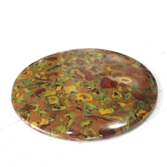 9169-『天然石ルース』　レインフォレストジャスパー（ホール無）　約69.1ｍｍ（厚：7ｍｍ）（53.7ｇ）　１個 |  | 01