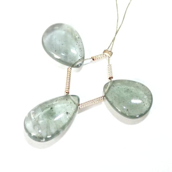 9172-《天然石トップホール》　モスアクアマリン　フラットドロップ　３個/１セット |  | 01