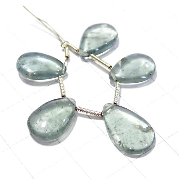 9175-《天然石トップホール》　モスアクアマリン　フラットドロップ　５個/１セット |  | 02