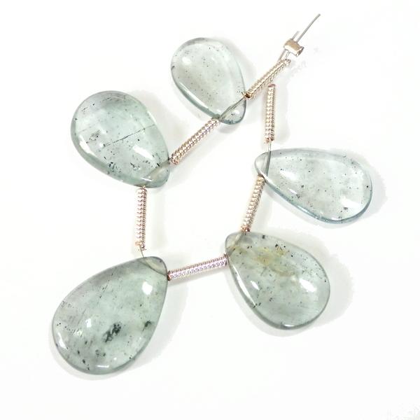 9176-《天然石トップホール》　モスアクアマリン　フラットドロップ　５個/１セット |  | 01