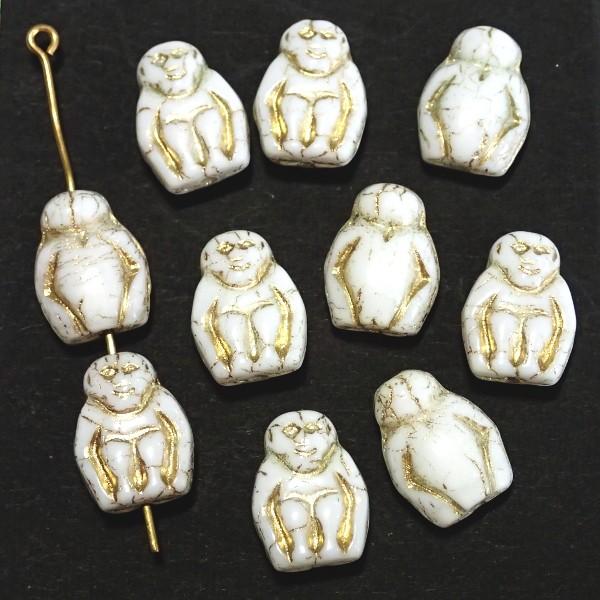 9192-【チェコアニマルさる】　ホワイトゴールドInlay　１４x１０ｍｍ　１０個/１パック | 