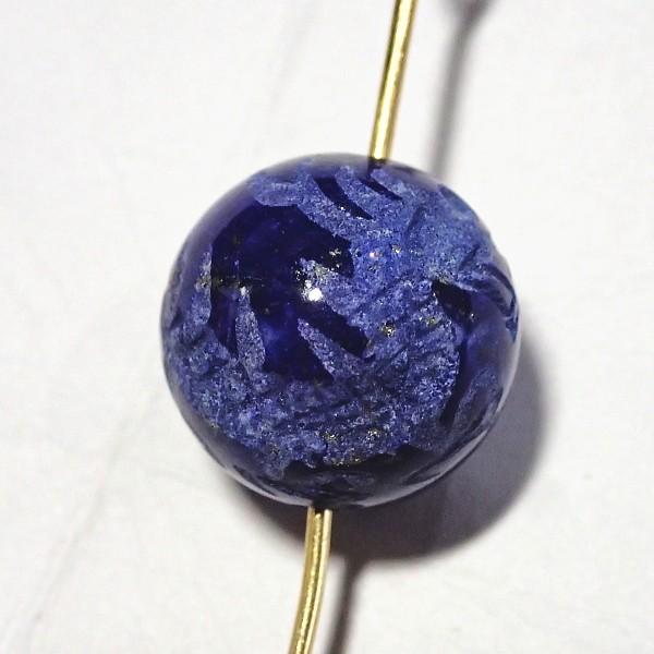 9257-《天然石ラピスラズリ彫　四神》　青龍-東神　１２mm　１個 | 