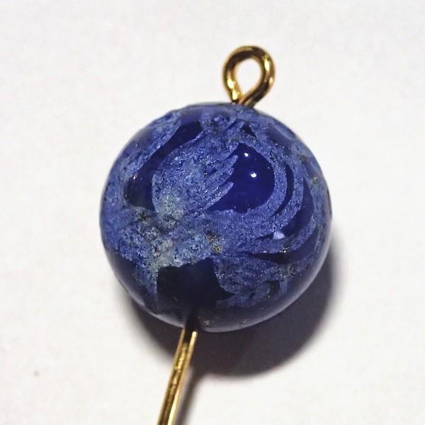 9259-《天然石ラピスラズリ彫　四神》　朱雀-南神　１２mm　１個 |  | 01