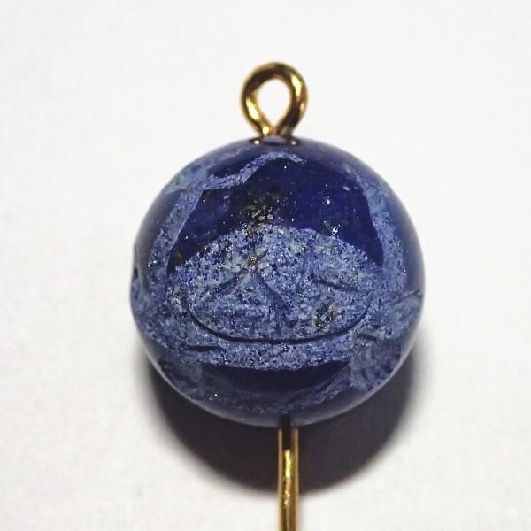 9260-《天然石ラピスラズリ彫　四神》　玄武-北神　１２mm　１個 |  | 01