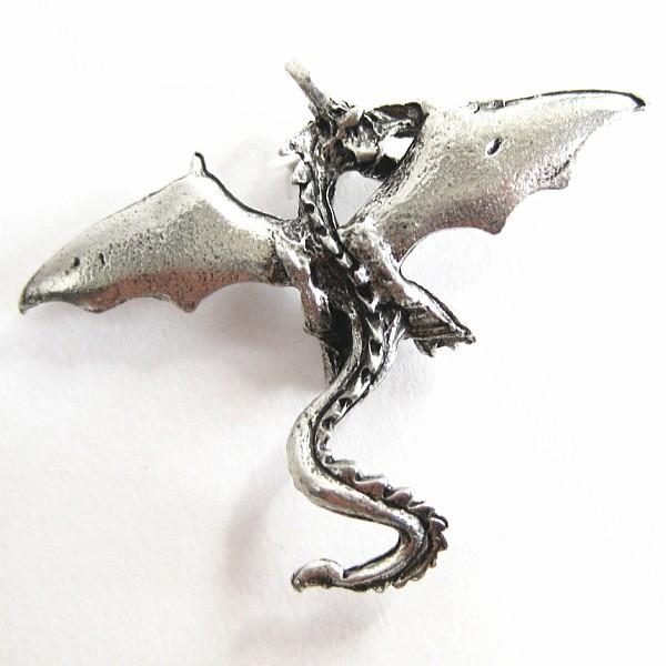 9262-【ＮＹピューター】　ドラゴン　チャーム　銀古美　４３x３１mm　５個/１セット |  | 01