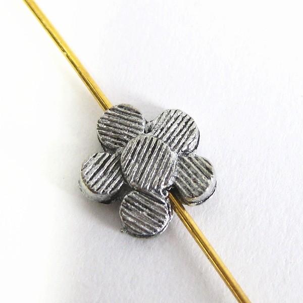 9285-【ＮＹピューター】　花のビーズ　銀古美　１０mm　５個/１セット | 