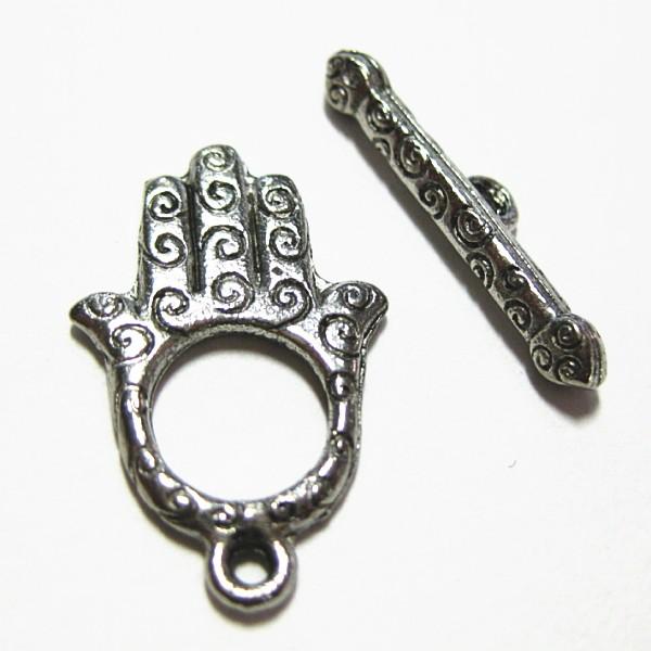 9330-《トグル》　ＮＹピューター　手　シルバー　１９mm　５ペア/１セット | 